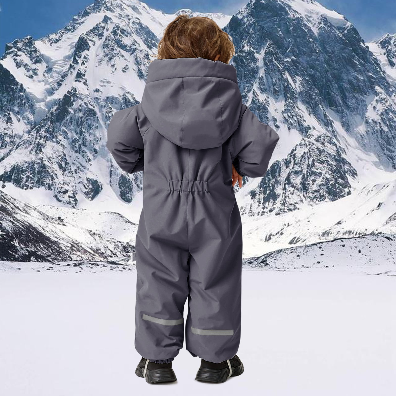KAUOD Boys Girls One Piece Snowsuits Fleece-Lined Hooded Insulated Ski Jumpsuits Front Pockets Side Zipper Snowboard Suits