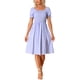 thumbnail image 1 of Vestido Gingham con Fruncido Inspire Chic para Mujer, Cuello Cuadrado, Con Abertura Lateral, Vestidos de Cuadros Casual, Color Púrpura, 1 of 6