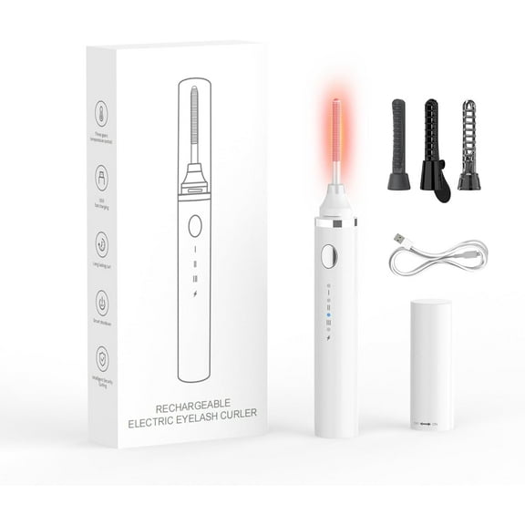 360°Wand-Style Heated Lash Brush, Heated Eyelash Curler, USB Rechargeable Electric Eyelash Curler, Natural Curling 24H Long Lasting for Women