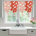thumbnail image 4 of Japanese Rabbits Balloon Curtains for Bedroom/Front Door/Bathroom, Vintage Orange Red Plaid Farmhouse Tie Up Curtains 63 Inch Length Light Filtering Kitchen Curtains Shades for Windows 46"x63", 4 of 8
