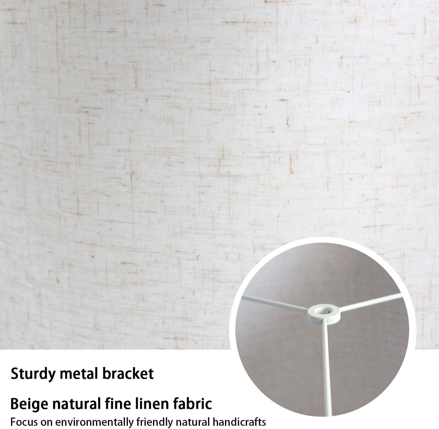 Beige Lamp Shades Set of 2, Medium Drum Lamp Shade 13"Top x 13"Bottom x 10"High(Spider), Lampshades Replacement for Table Lamps Floor Lamps, Natural Linen Hand Crafted, Easy Assembly Required