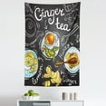 thumbnail image 1 of Tea Tapestry, Breakfast Theme Ginger Herbal Honey Lemon Healthy Living Organic Drink Doodle Art, Fabric Wall Hanging Decor for Bedroom Living Room Dorm, 5 Sizes, Multicolor, by Ambesonne, 1 of 1