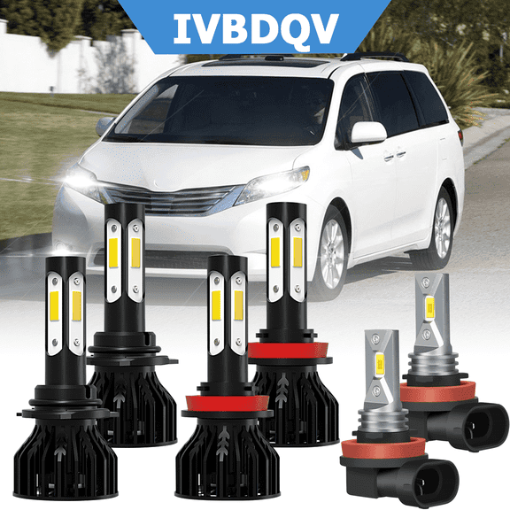 For Toyota Sienna 2011-2020 LED Headlight Bulbs High Low Beam Fog Light Kit 6Pcs