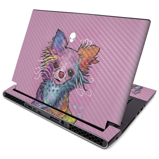 MightySkins Carbon Fiber Skin for Alienware M15 R2 (2019) - Chihuahua Rainbow | Protective, Durable Textured Carbon Fiber Finish | Easy to Apply, Remove, and Change Styles | Made in The USA