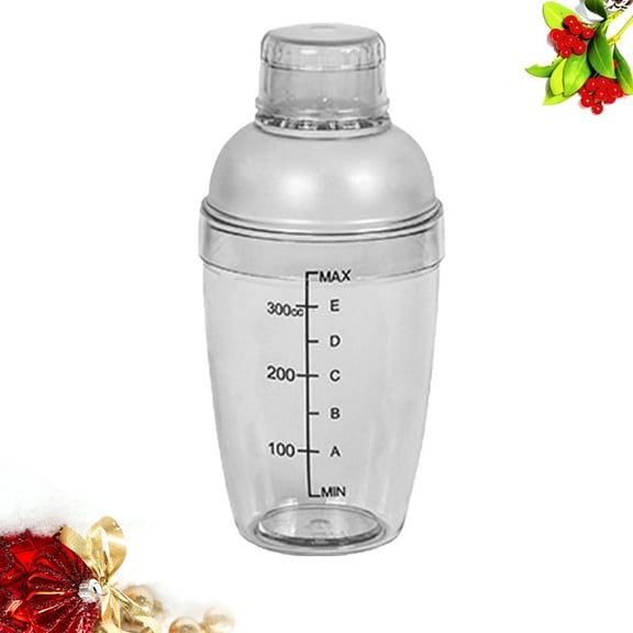 350ml Hand Shake Cup Cocktail Shaker Transparent Mixer Clear Bar Shaker Wine Milk Tea with Scale 1 Set White
