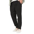 thumbnail image 2 of Innerwin Trousers Drawstring Men Bottoms Holiday High Waist Lightweight Summer Pants Black S, 2 of 4