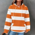 thumbnail image 3 of Scyoekwg Hoodies for Women Drawstring Hooded Sweatshirts with Pocket Striped Tops for Women Trendy Loose Long Sleeve Dressy Casual Blouse Pullover (Orange,M), 3 of 6