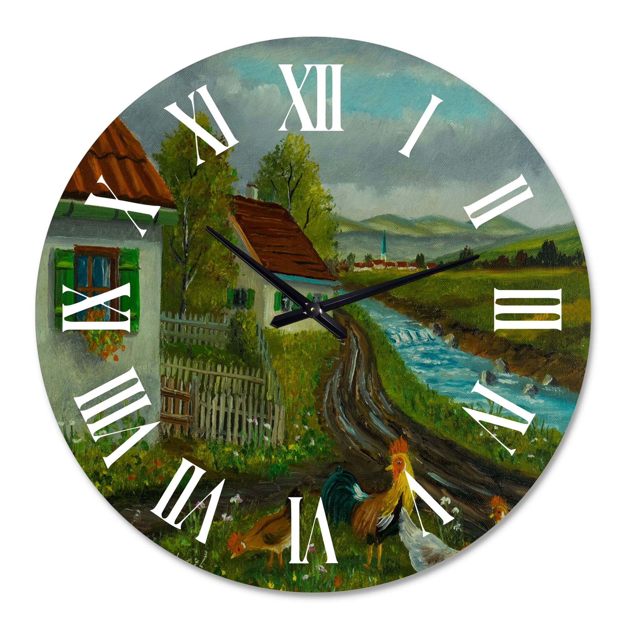 Designart 1 in Quartz Farmhouse Wall Clock