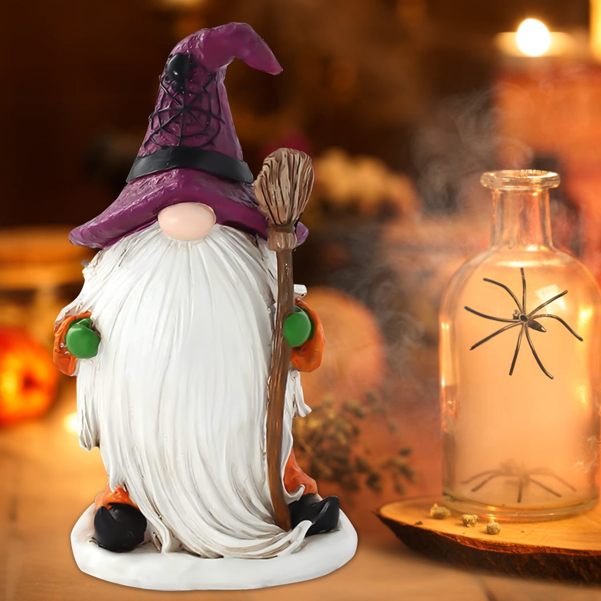 Atopoler Halloween Gnome Statue Resin Gnome Figurine White Beard