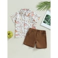 thumbnail image 2 of Wassery Toddler Boys Clothes Baby Boys 2Pcs Summer Beach Outfit Letter Dinosaur Print Button Up Shirt Solid Color Shorts 6M-12M 12M-18M 18M -24M 2T-3T 3T-4T, 2 of 8