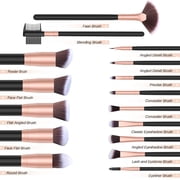 BESTOPE Premium Synthetic Foundation Brush Blending Face Powder Blush Concealers Eye Shadows Makeup Brushes Kit, Rose Golden, 16 Pieces