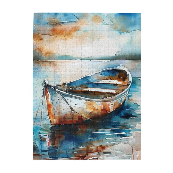 500 pcs 500 piece puzzle for adults Watercolor boat,Unique Artwork for Adults,Charm Wooden Puzzle for Watercolor boat,500 Piece Jigsaw Puzzle for Adults Challenging Puzzle Perfect for Game Nights