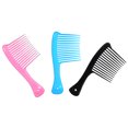 thumbnail image 2 of peines de plástico con dientes anchos, peinados hacia atrás, profesionales, para peluquería, antienredos, para uso doméstico (negro, rosa y celeste)., 2 of 5