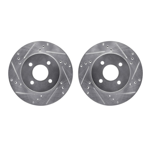 Dynamic Friction Company Front Brake Rotors-Drilled and Slotted-Silver 7002-67056