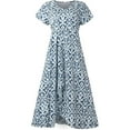 thumbnail image 4 of QJUHUNG Robe Midi Formelle pour Femmes Soirée Été Col en V Manches Courtes T-Shirt Soirée Invité de Mariage Style Asymétrique B-8 Cocktail Gris_i L, 4 of 5
