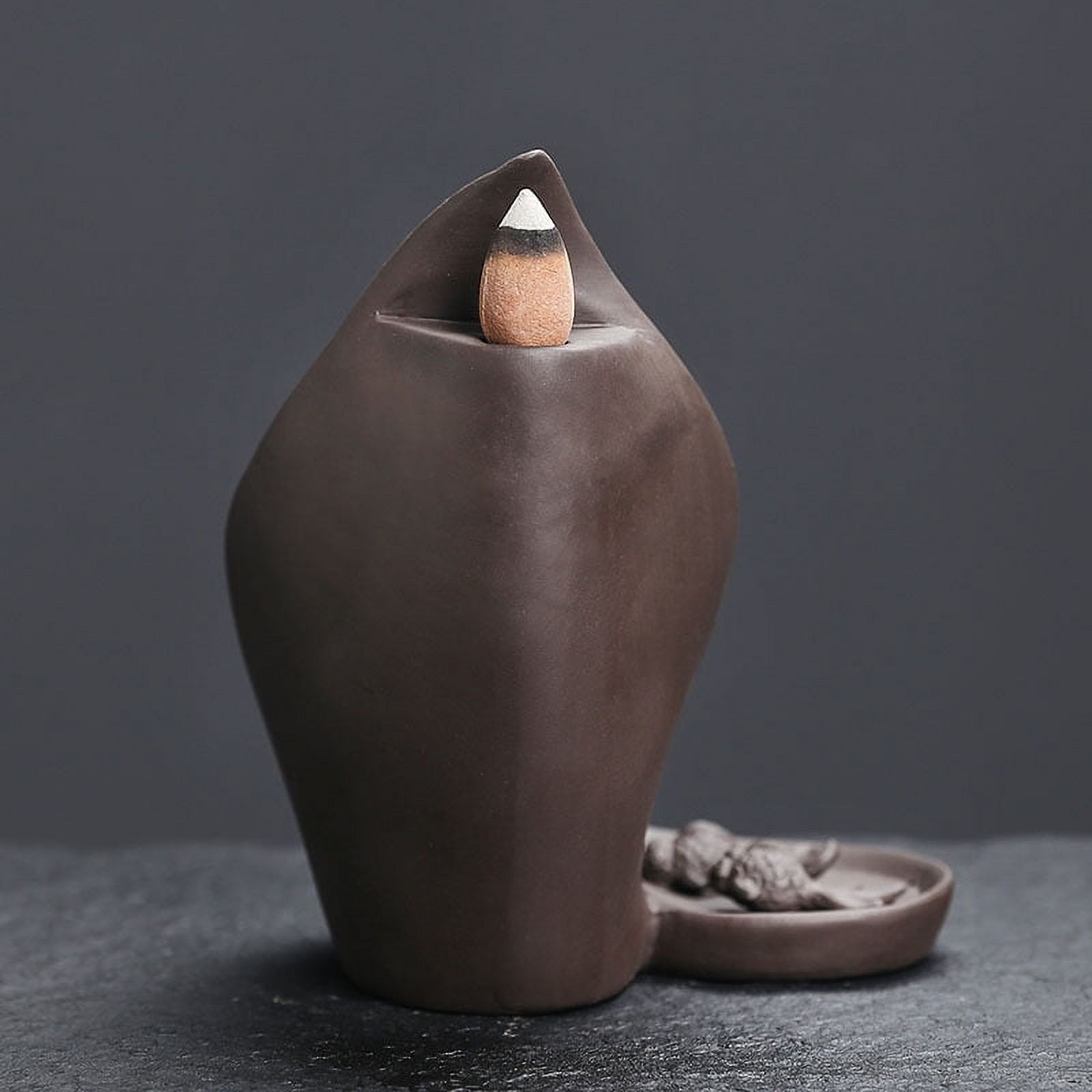 Purple Clay Backflow Incense Holder Creative Lotus Leaf Smoked Aroma Burner Waterfall Incense Burner Home Decoration Craft