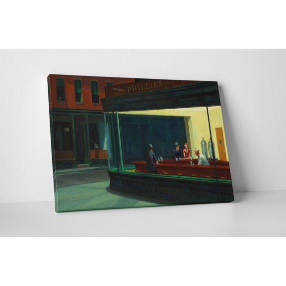 Edward Hopper Nighthawks Canvas Wall Art 30" x 20"