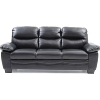 JERFIT 3-Seater Faux Leather Sofa Couch for Living Room, Modern PU Leather Sofa Bed with Removable Backs, Black