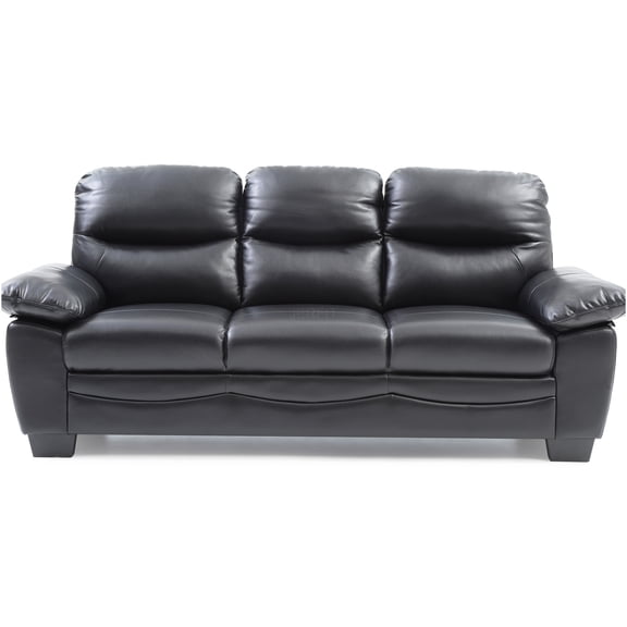 JERFIT 3-Seater Faux Leather Sofa Couch for Living Room, Modern PU Leather Sofa Bed with Removable Backs, Black