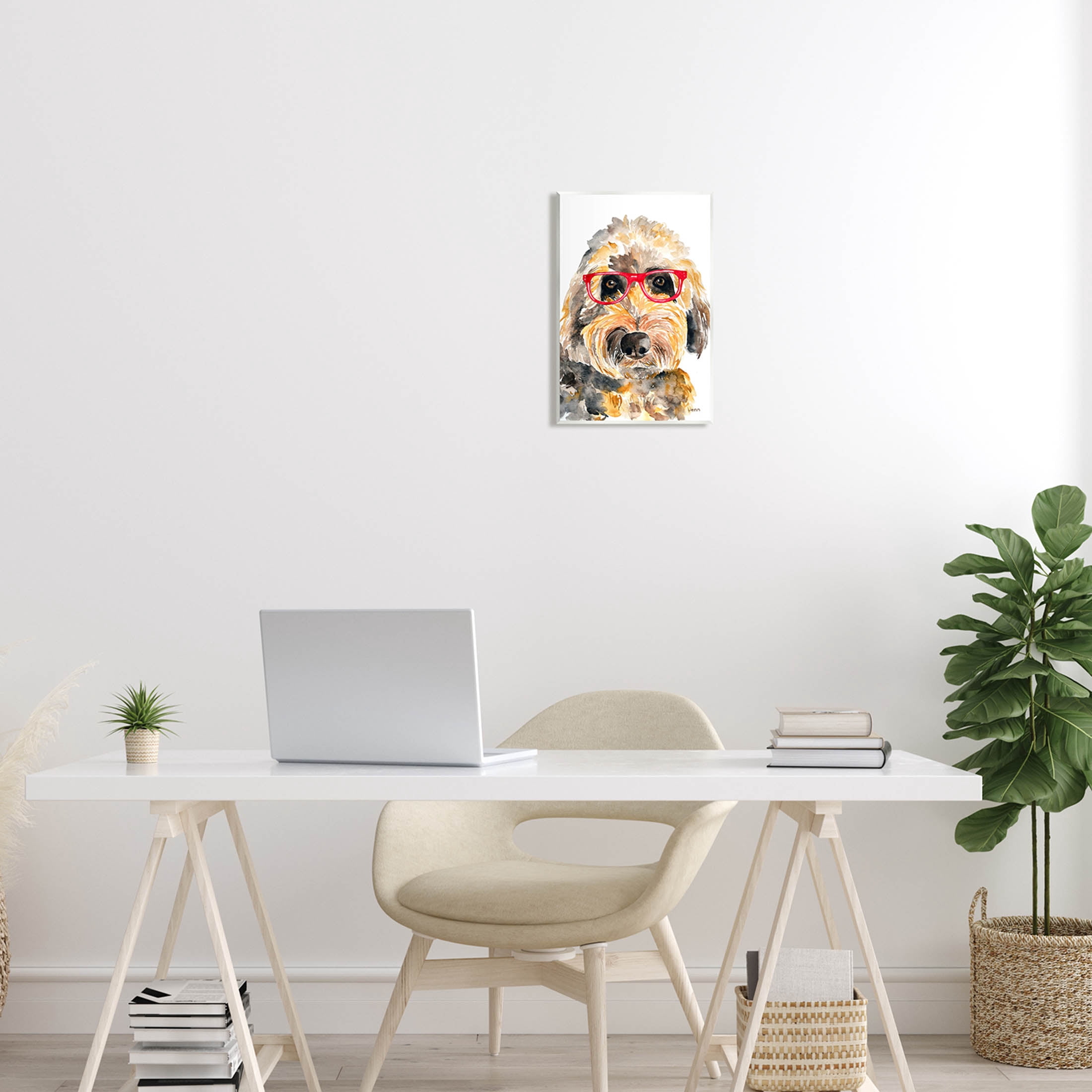 Fun Terrier Dog Red Glasses Animals & Insects Graphic Art Unframed Art Print Wall Art