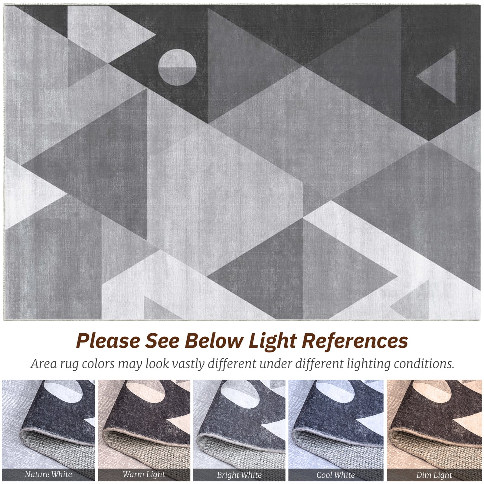 Cozylore 9'x12' Area Rugs for Living Room Geometric Style Modern Rug Soft Low Pile Non Slip Carpet Machine Washable Indoor Rug for Bedroom Dining Room Office, Gray
