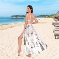 thumbnail image 6 of FORMRS Womens Long Sarong Beach Wrap Semi-Sheer Bikini Skirt Bathing Swimsuit Cover Up, Beige Christmas Forest, 6 of 7