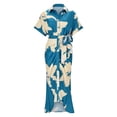 thumbnail image 4 of Kcodviy Robe d'Été Ajustée Élégante à Imprimé Floral pour Femmes, Taille Haute, Col Montant, Courte, Décontractée, Robes d'Été pour Femmes Âgées, Robe Chemise à Manches, 4 of 8