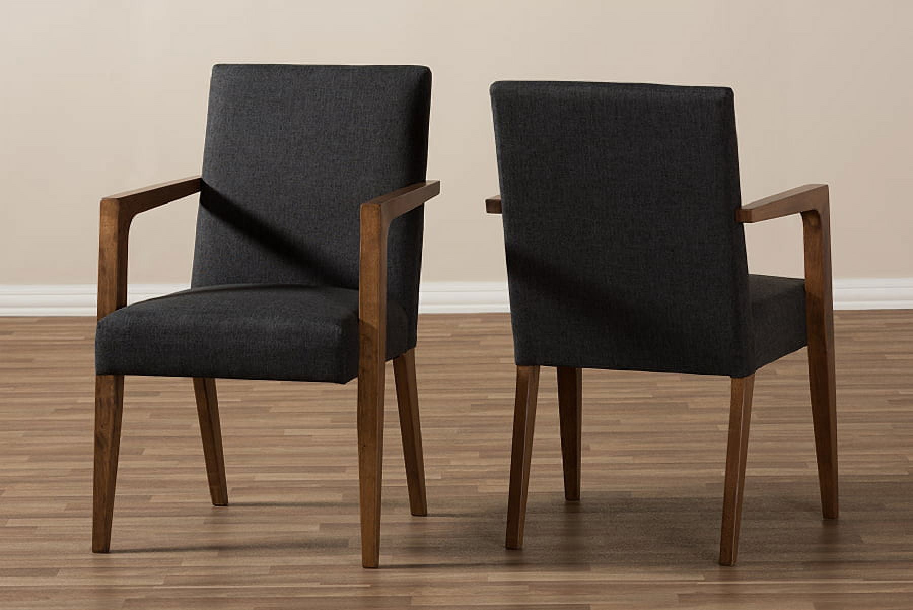 Baxton Studio Andrea Mid-Century Modern Dark Grey Upholstered Wooden Armchair