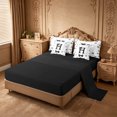 thumbnail image 3 of meiyoeat Cute Coquette Bow 7 Pieces Full Size Bedding Sets For Kids,Black Ribbon Bowtie Initial Letter H Full Size Bed in a Bag,Black Reversible, 3 of 7