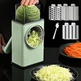 thumbnail image 2 of Muyoka Rallador de queso giratorio ALIMARO, cortador de verduras manual con mango, triturador de alimentos afilados, utensilios de cocina con 6 cuchillas intercambiables y 1 cepillo de limpieza para f Muyoka Hogar, 2 of 7