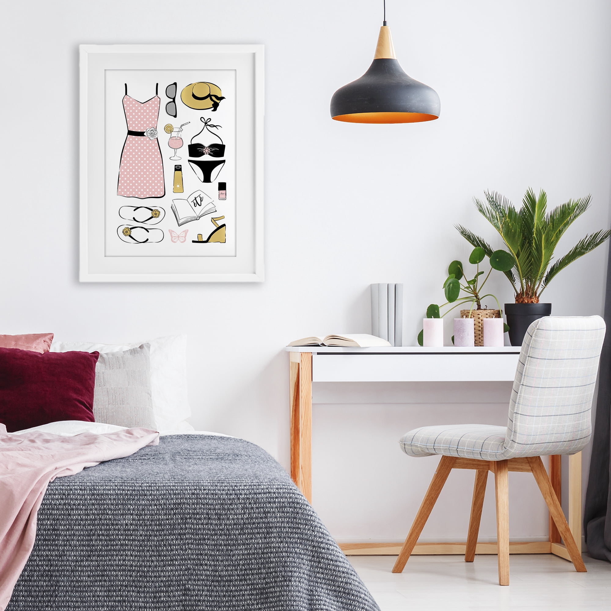 Stupell Industries Summer Vibes Necessities White Framed Print Under Glass, design by Martina Pavlova