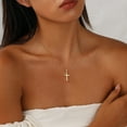 thumbnail image 4 of GOSFRY Cross Necklace for Woman Dainty Fashion 14K Real Gold Plated Zircon Cross Necklace Simple Small Cute Aesthetic Non Tarnish Waterproof Necklaces Easter Christian Religious Faith Jewelry Gifts, 4 of 11