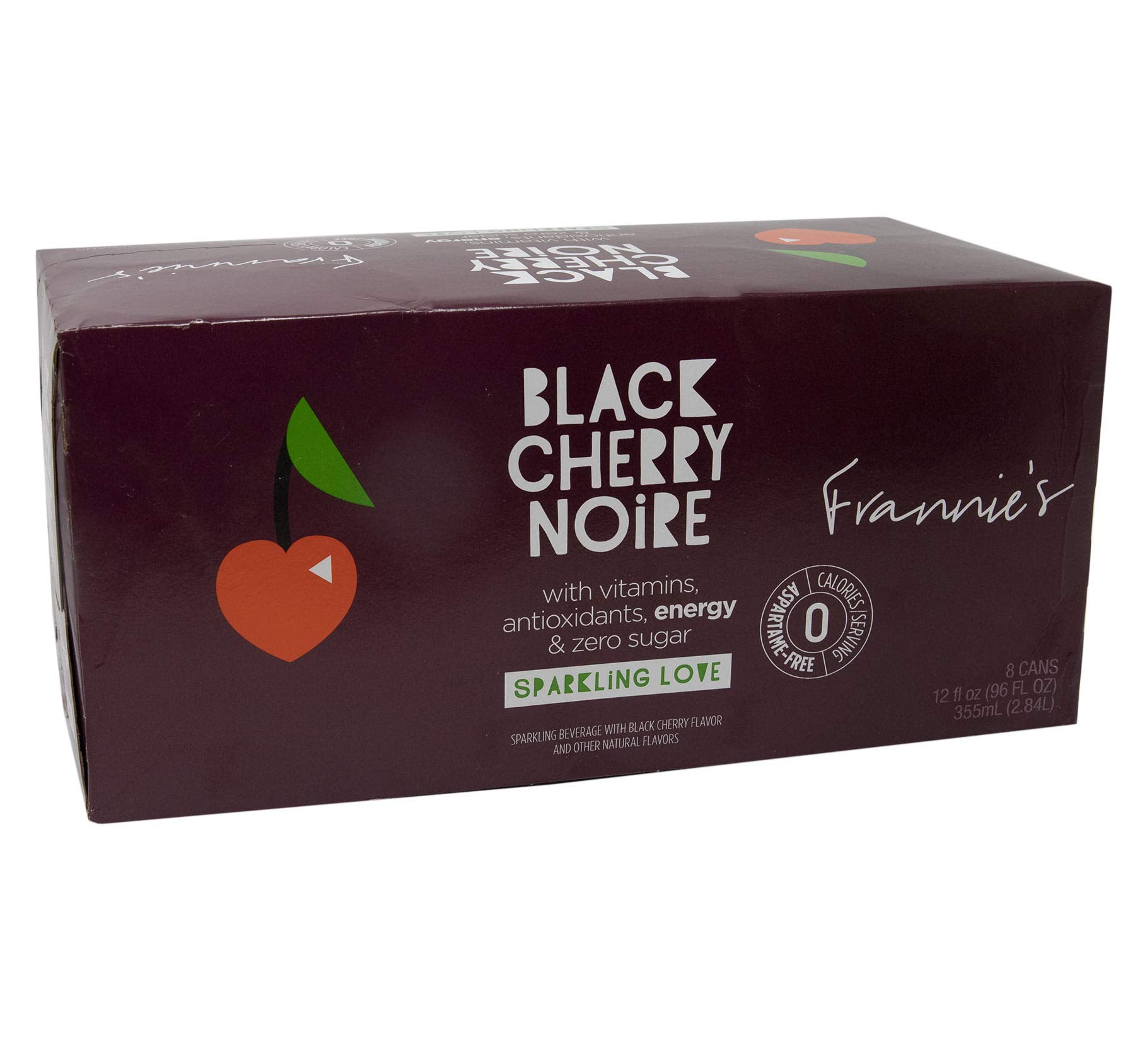 Frannie's Sparkling Beverage- Zero Calories & Sugar, Aspertame Free: 8-Pack 12 fl. oz. Cans Black Cherry Noir