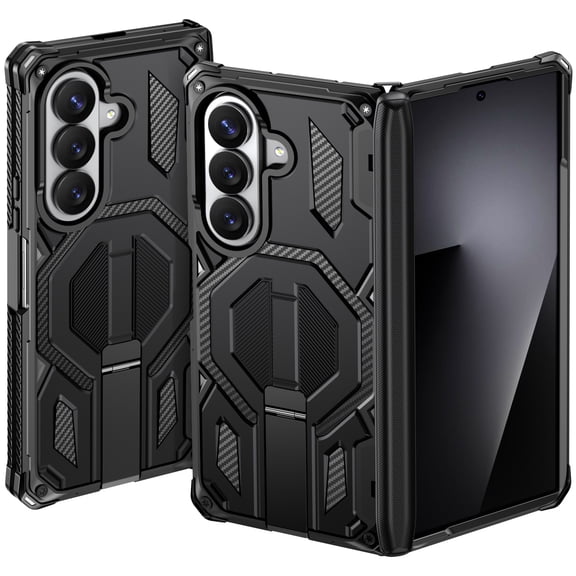 Decase Heavy Duty Shockproof Case for Samsung Galaxy Z Fold8 Ultra with Kickstand Magnetic Hinge Protection Matte Armor Cover, Black