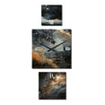 thumbnail image 2 of Designart "Golden and Ebony Astral Abstraction" Abstract Collages Oversized Contemporary Clock - Set Of 3 - Multipanel Clock For Living Room Décor - Large Vertical Clock, 2 of 6