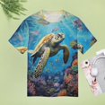 thumbnail image 4 of Nautical Green Sea Turtles Women's Short Sleeve Tops Casual Blouses T Shirt, 4 of 6