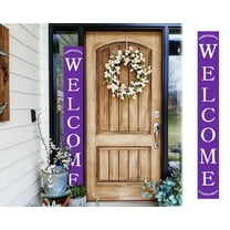 Spring Violet Welcome Porch Sign | Rustic Farmhouse Outdoor Entryway Decor