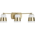 thumbnail image 5 of Haven Collection Three-Light Vintage Brass Opal Glass Luxe Industrial Bath Light, 5 of 13