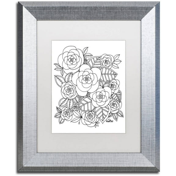 Trademark Fine Art "Flower Design 2" Canvas Art by KCDoodleArt White Matte, Silver Frame