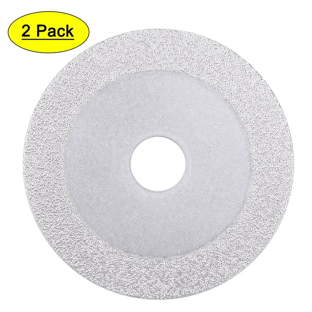 Ruedas de corte de diamante Uxcell de 4.5 pulgadas Disco de molienda para piedra, cerámica, vidrio 46 granos tono plateado 2 paquetes