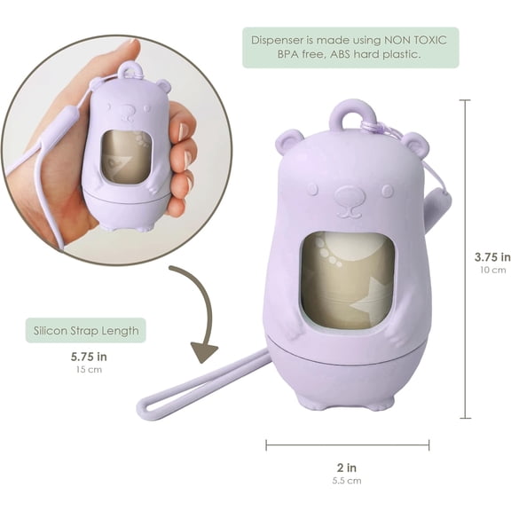Disposable Diaper Bags Dispenser COMBO PACK |105 LAVENDER SCENTED Baby Poop Bags TOTAL & 1 Diaper Disposal Bag Dispenser | Dirty Diaper Trash Bags on the Go