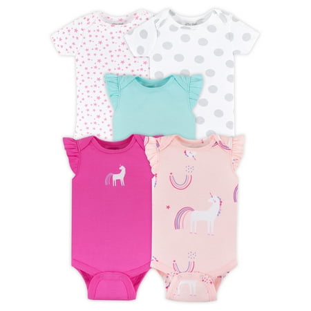 

Little Star Baby Girl 5Pk Short Sleeve Bodysuits Size Newborn-24M