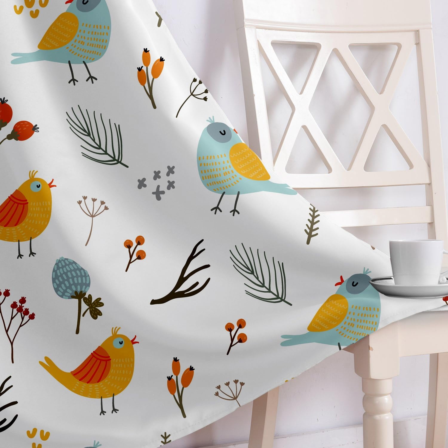 Homi Drapes Pinch Pleated Curtains with Tiebacks & Hooks Memory Shaped 100% Blackout Thermal Insulated Room Darkening Window Curtains for Dining Room, Bedroom, Office (1 Panel, 42x72, Birds)