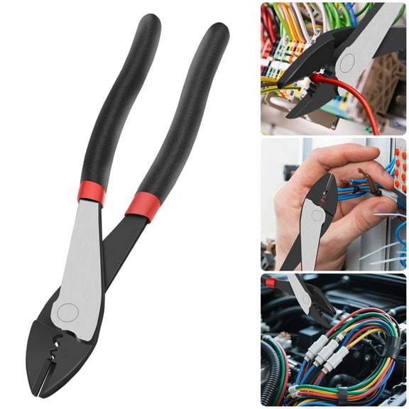 EEEkit Wire Crimping Pliers for Electricians, 9.8 inch Multipurpose Wire Cutter, Crimper, and Gripper, 10–20 AWG Cable Tool for Cutting and Crimping