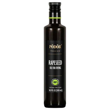PÖDÖR Premium Rapeseed Oil for Frying - 16.9 fl. Oz. - Hot-Pressed, 100 % Natural, Vegan, Gluten-Free, Non-GMO in Glass Bottle