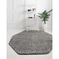 thumbnail image 2 of Unique Loom 3151291 6 x 6 ft. Solid Shag Octagon Rug, Cloud Gray, 2 of 15