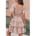 thumbnail image 5 of Women's 2024 Floral Summer Short Dress Square Neck Short Sleeve Tiered Ruffle Boho Swing Dresses, 5 of 9