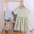 thumbnail image 4 of Sngxgn Girls Dress Short Sleeve Solid Color A-Line Tiered Swing Dress(Khaki,140), 4 of 4
