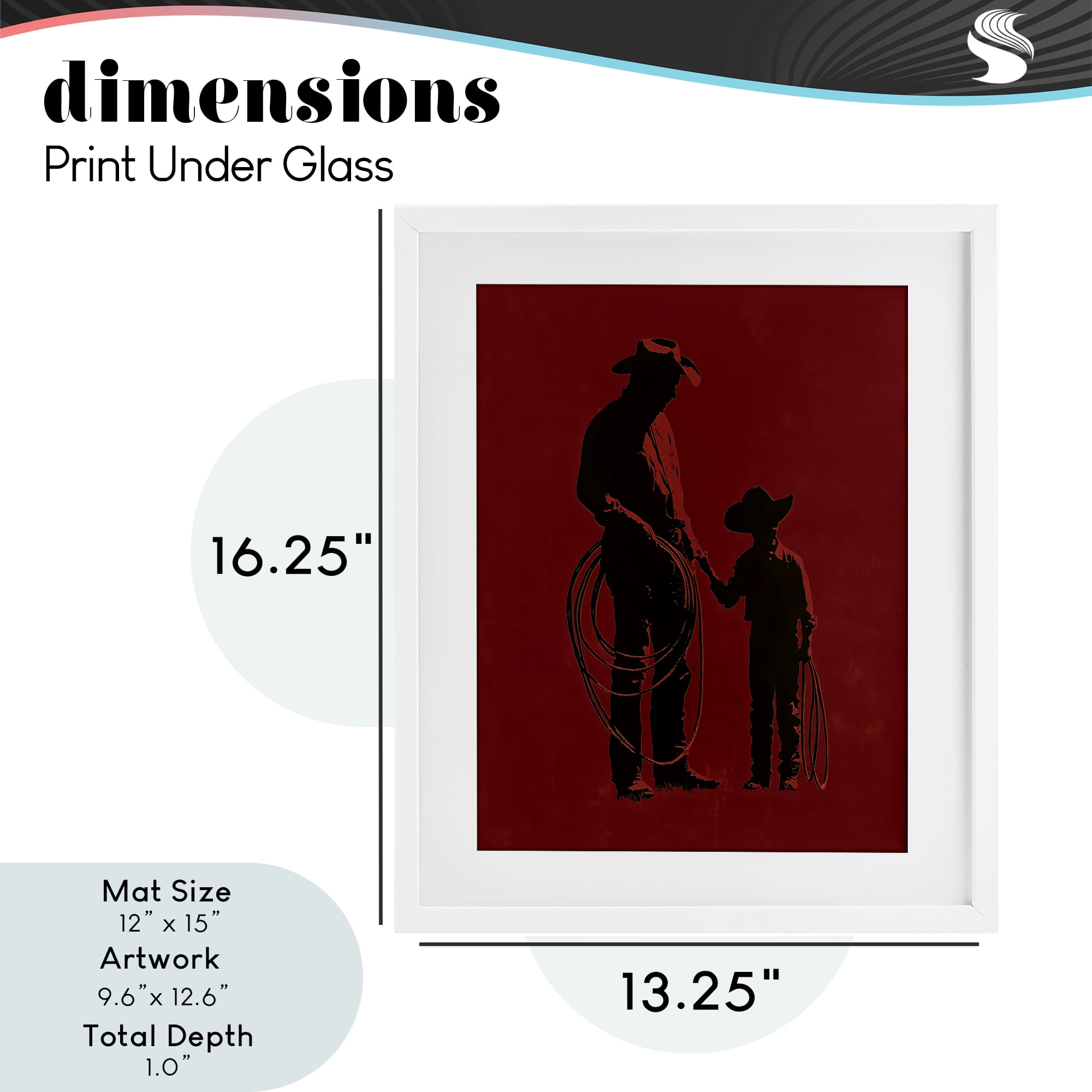 Burgundy Cowboy Father & Son White Framed Print Under Glass, design by Arlington Prints