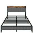 thumbnail image 4 of Joqixon Queen Bed Frame, Queen Size Bed Frame with Charging Station, Upholstered Headboard, Under Bed Storage, 800lbs, Dark Gray, 4 of 15
